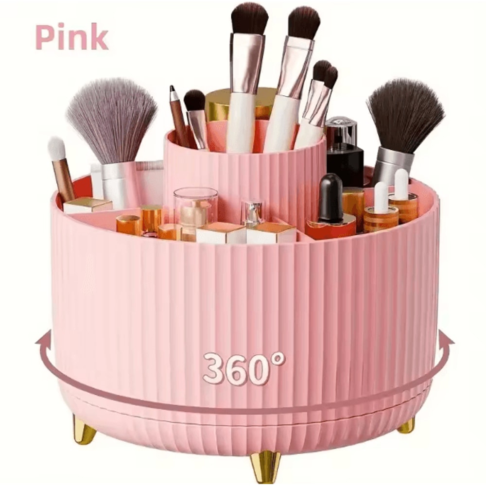 360 Degree Rotating Makeup Brush Holder Organizer 5Slot MultiFunctional Vanity Storage 6