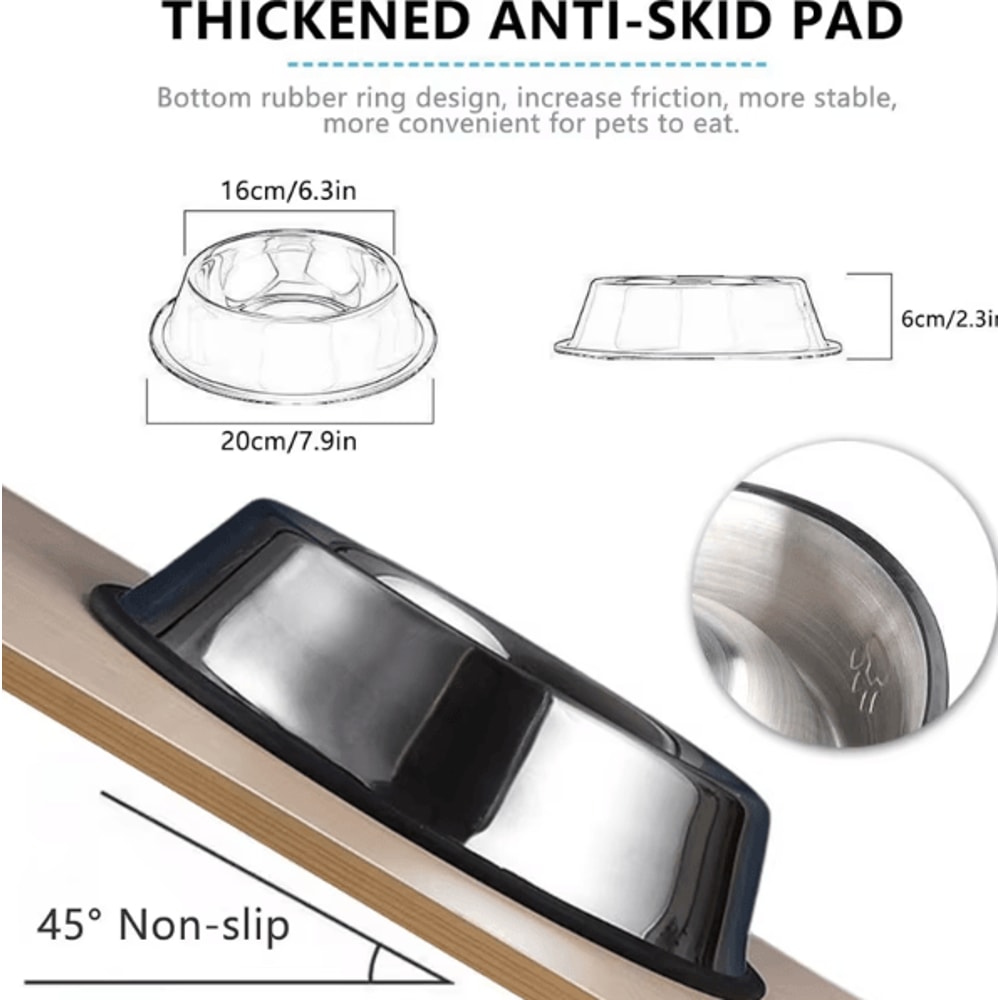 Stainless Steel Pet Bowl AntiSlip Durable Food Water Feeding Bowl For Dogs Cats 3