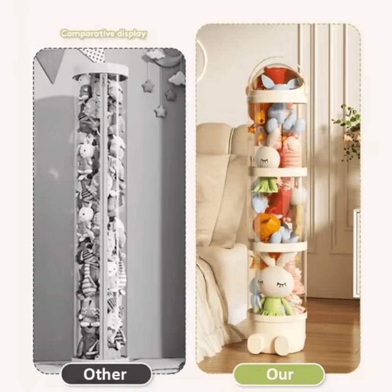 Transparent Plush Toy Storage Tube SpaceSaving Doll Organizer Display Barrel 4