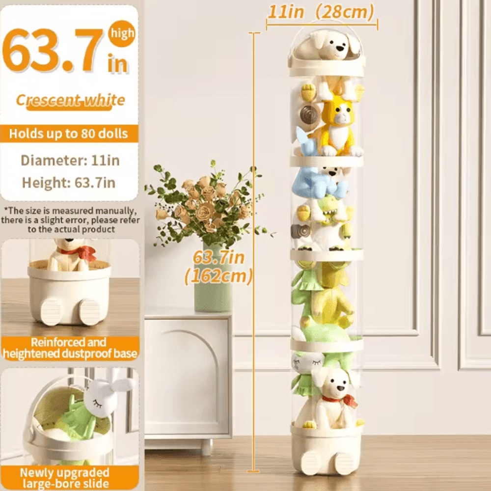 Transparent Plush Toy Storage Tube SpaceSaving Doll Organizer Display Barrel 6