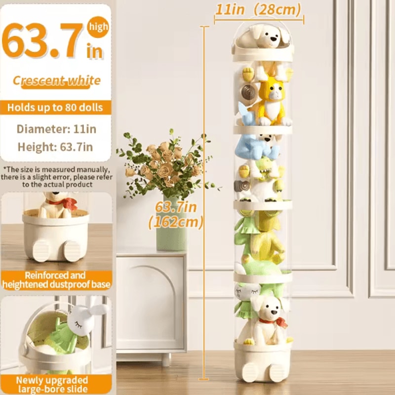 Transparent Plush Toy Storage Tube SpaceSaving Doll Organizer Display Barrel 6