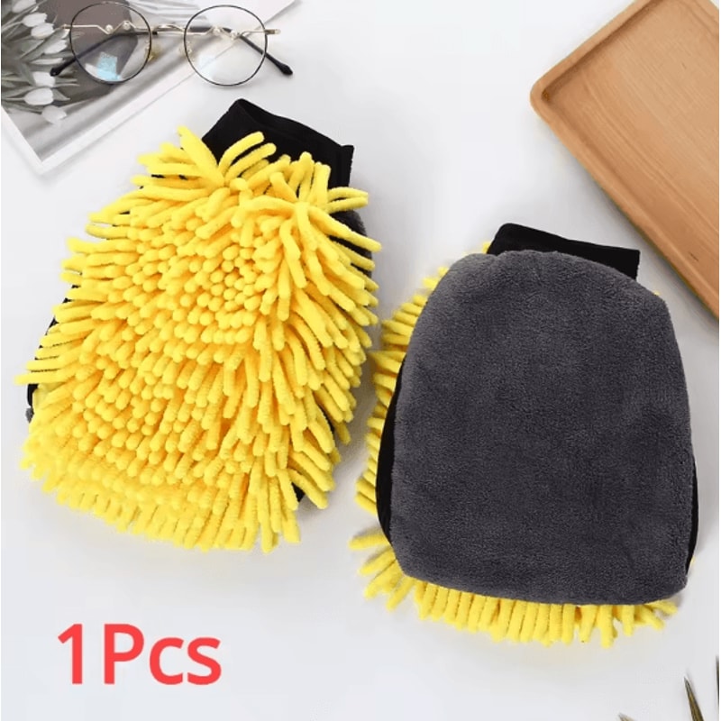 Chenille Microfiber Car Wash Mitt DoubleSided ScratchFree Cleaning Glove 9