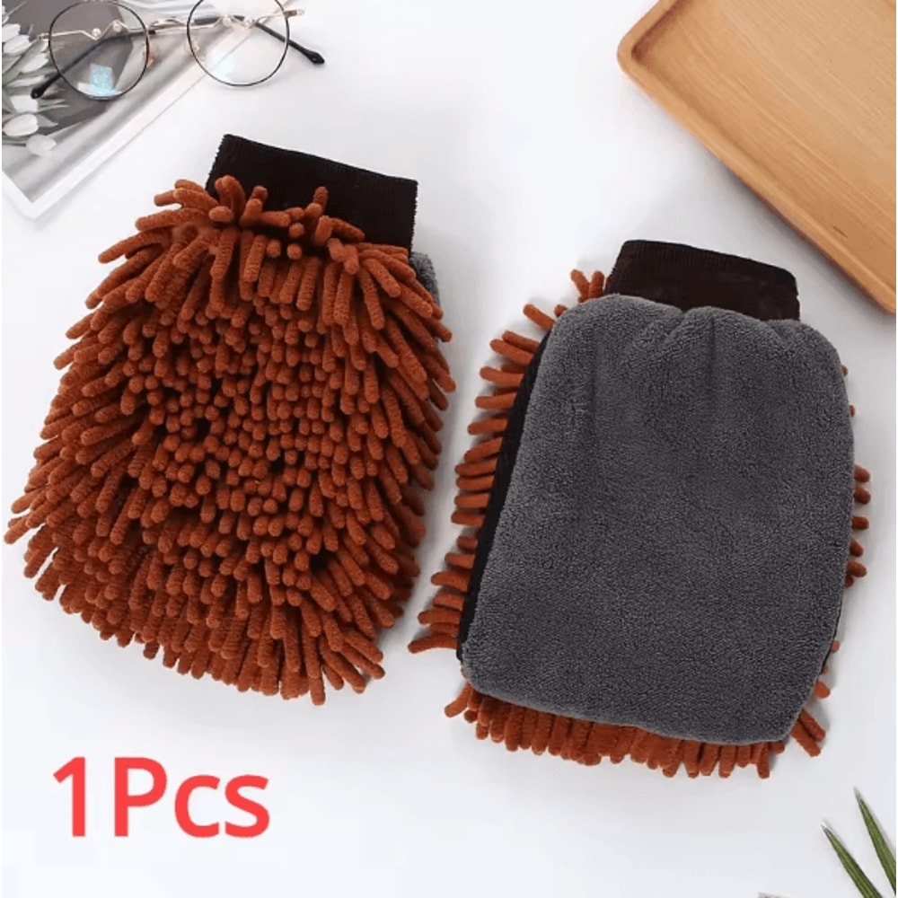 Chenille Microfiber Car Wash Mitt DoubleSided ScratchFree Cleaning Glove 6