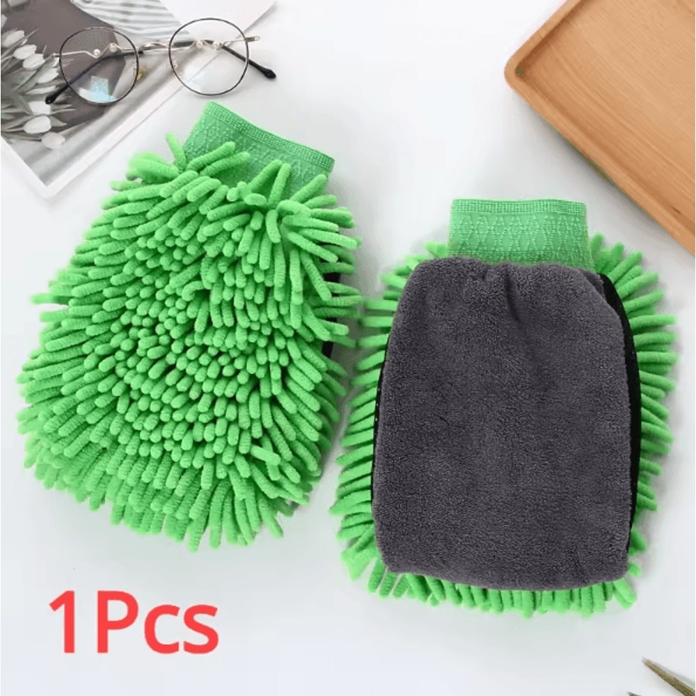 Chenille Microfiber Car Wash Mitt DoubleSided ScratchFree Cleaning Glove 7