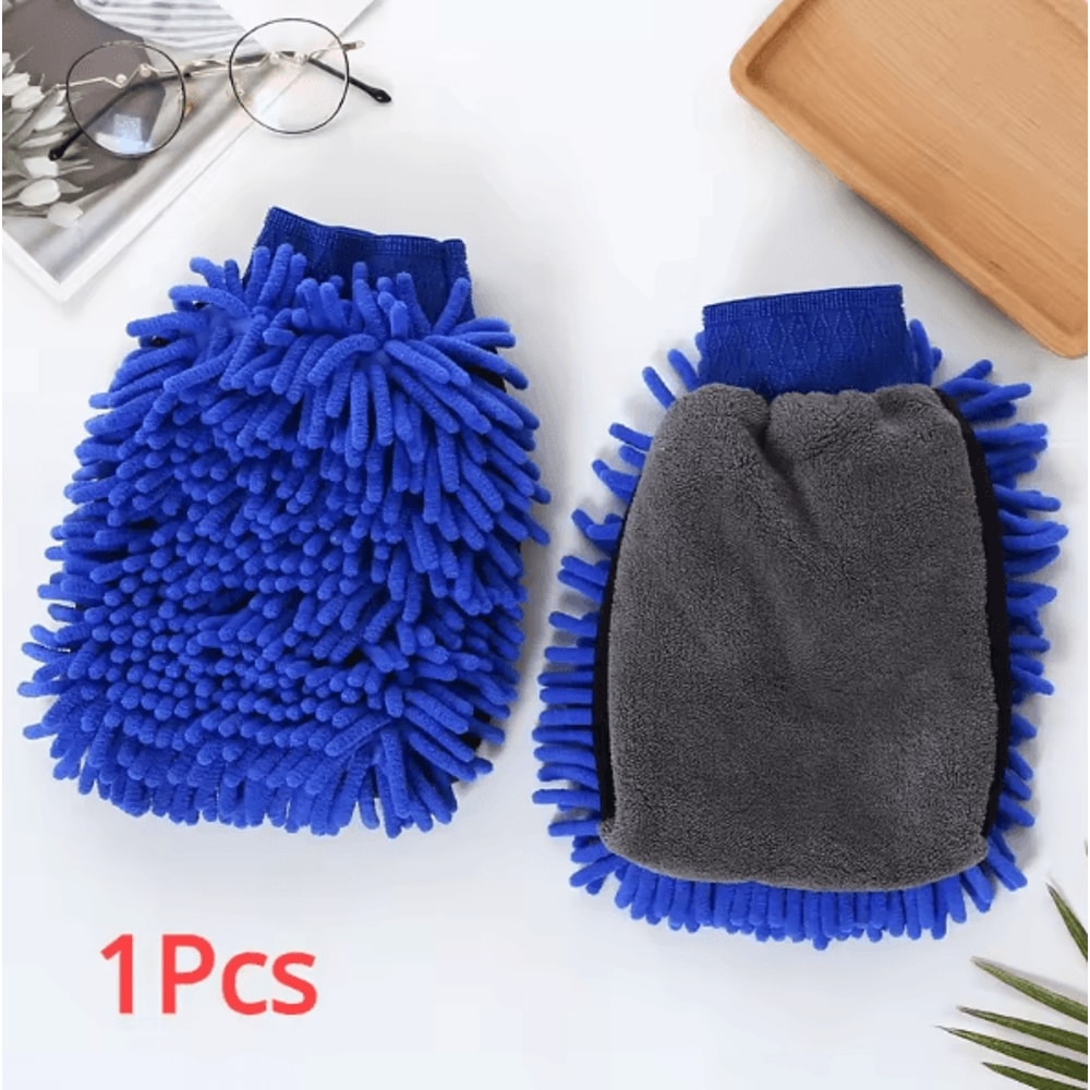 Chenille Microfiber Car Wash Mitt DoubleSided ScratchFree Cleaning Glove 8