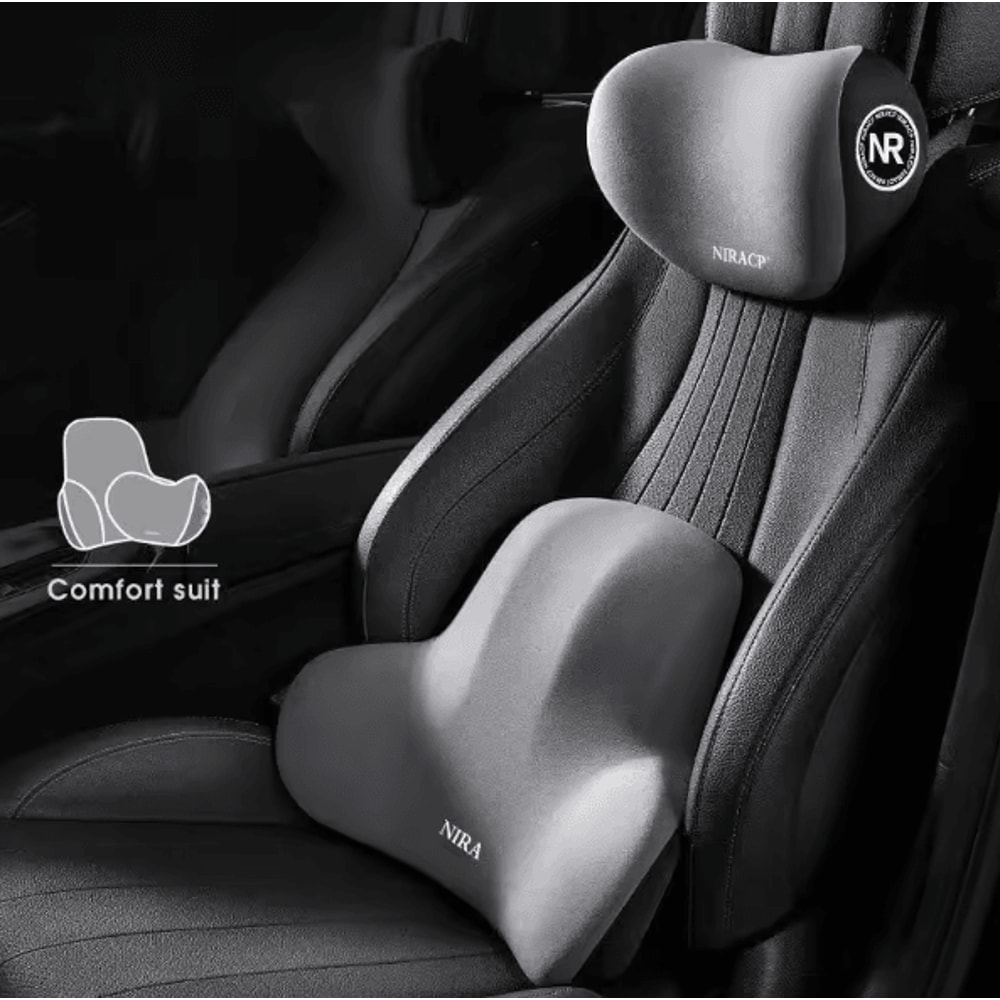Ergonomic Memory Foam Car Neck Lumbar Support Cushion Set Headrest Back Comfort Pillow 1
