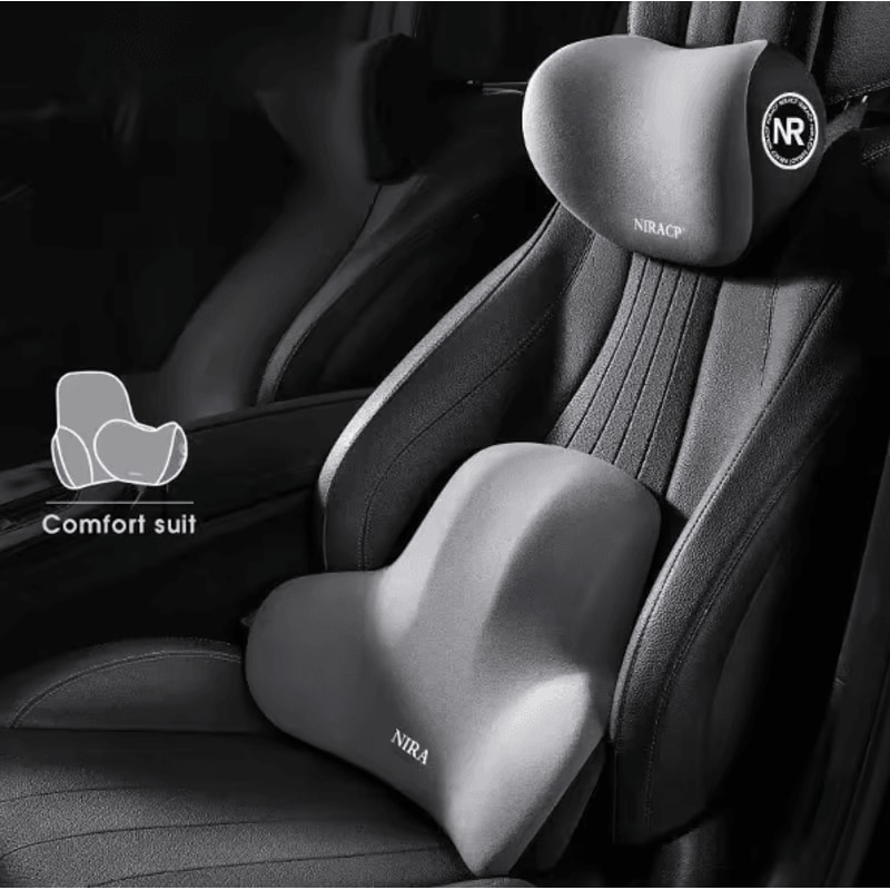 Ergonomic Memory Foam Car Neck Lumbar Support Cushion Set Headrest Back Comfort Pillow 1