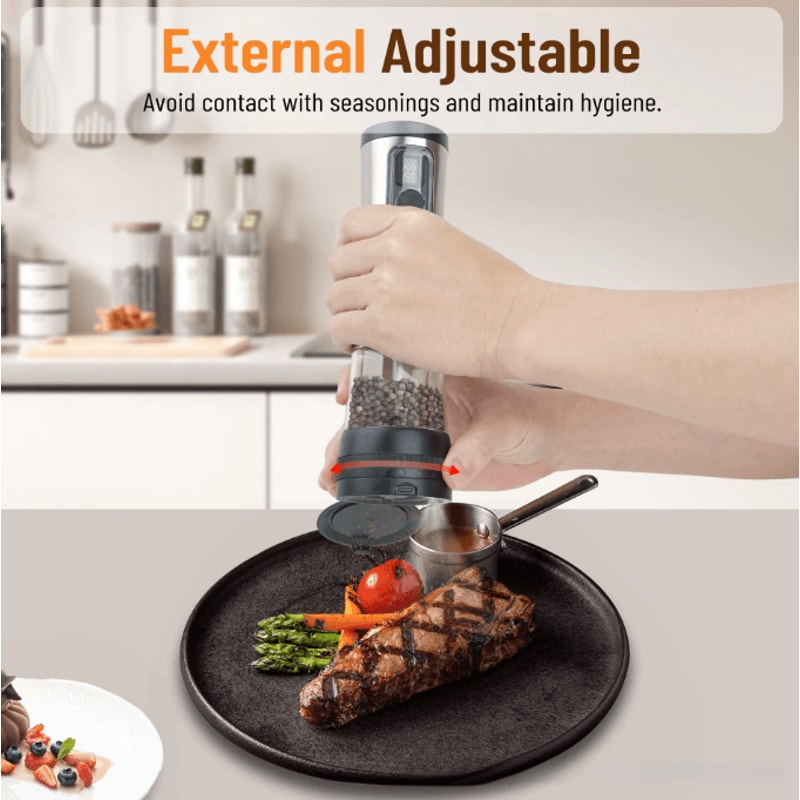 GrindPro Rechargeable Electric Salt And Pepper Grinder Set With LED Indicator 2