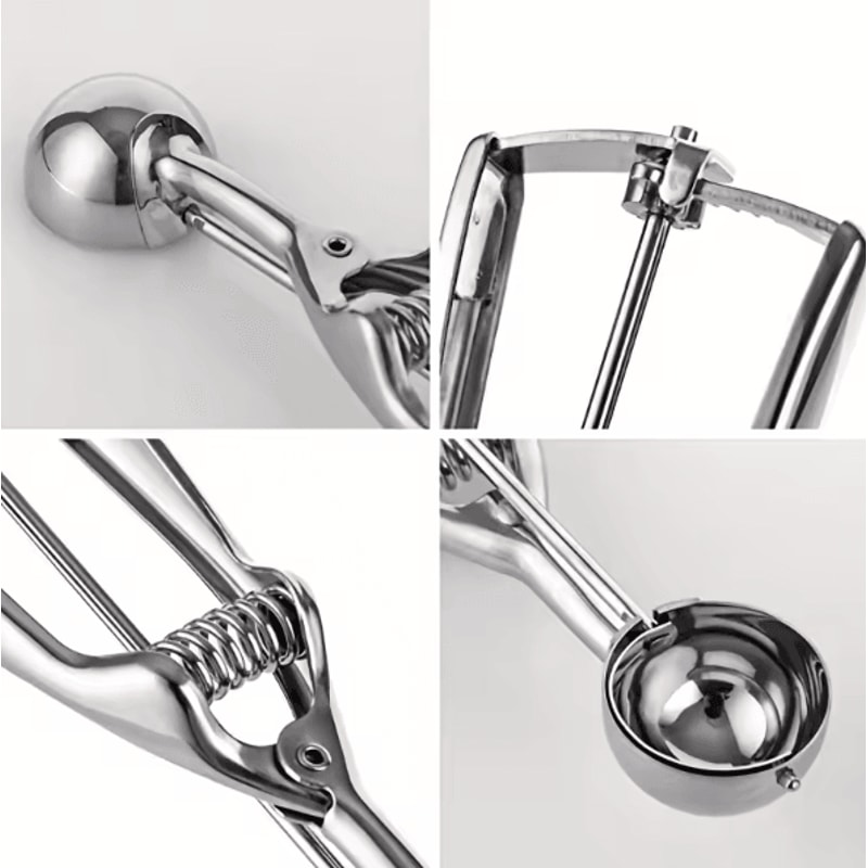 ScoopMaster 3Piece Stainless Steel Ice Cream Scoop Set With Spring Handle 1
