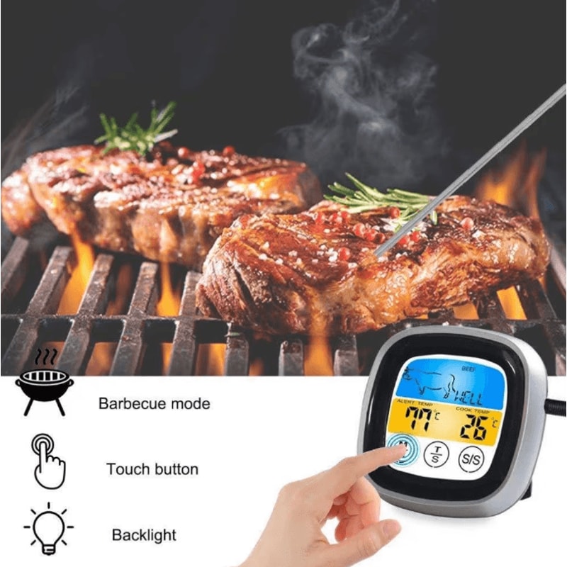 TempMaster Smart Digital Meat Thermometer With Probe Touchscreen Timer 2