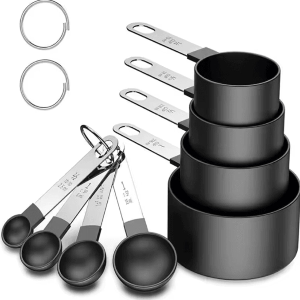 PrecisePro 8Piece Stainless Steel Measuring Cups Spoons With Silicone Grip 0