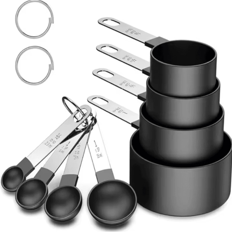 PrecisePro 8Piece Stainless Steel Measuring Cups Spoons With Silicone Grip 0