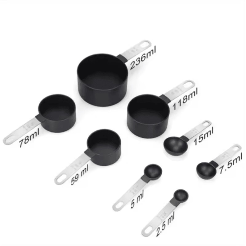 PrecisePro 8Piece Stainless Steel Measuring Cups Spoons With Silicone Grip 5