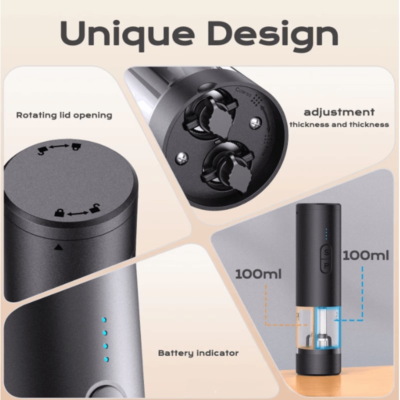 DualGrind Pro 2in1 Electric Salt Pepper Grinder With USB Charging 3