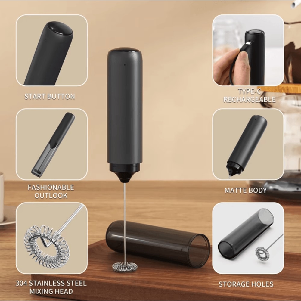 FrothPro Smart USBC Electric Milk Frother With Silent Whisk Technology 4