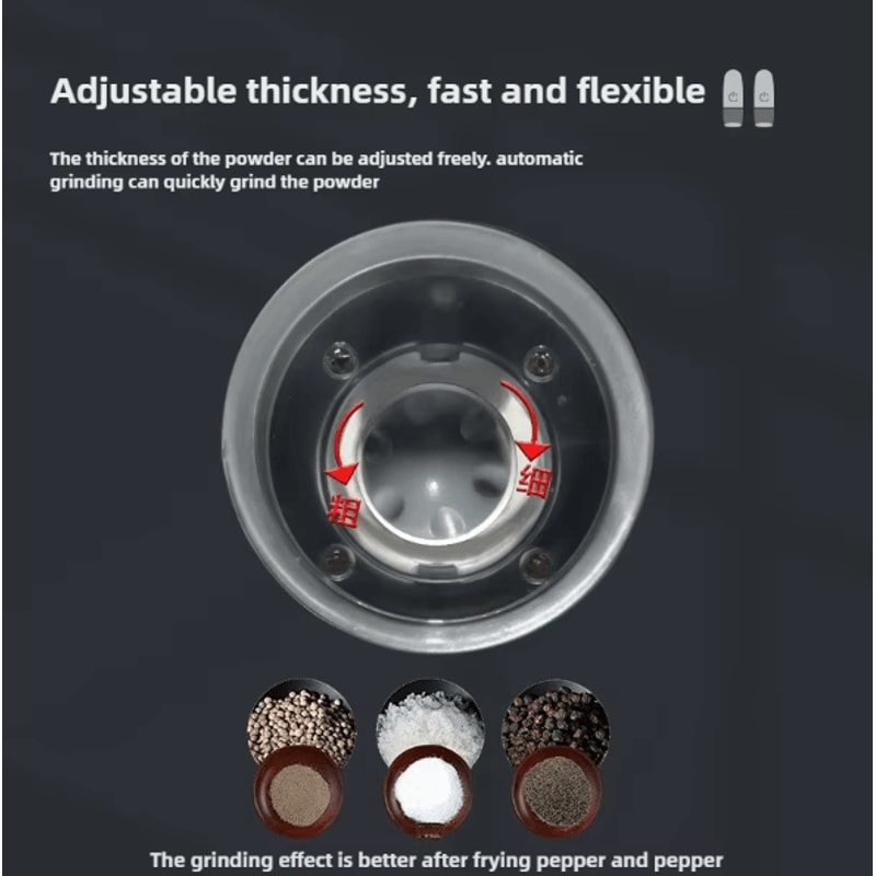 SpiceEase USB Rechargeable Electric Salt Pepper Grinder With Adjustable Coarseness 3