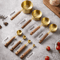 BaristaCraft 8Piece Stainless Steel Measuring Cups Spoons With Wooden Handles 0