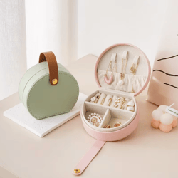 luxecarry mini travel jewelry organizer case with leather finish