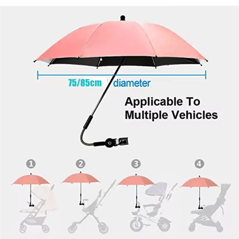 SunGuard Universal Baby Stroller Umbrella With Clamp UV Protection 4