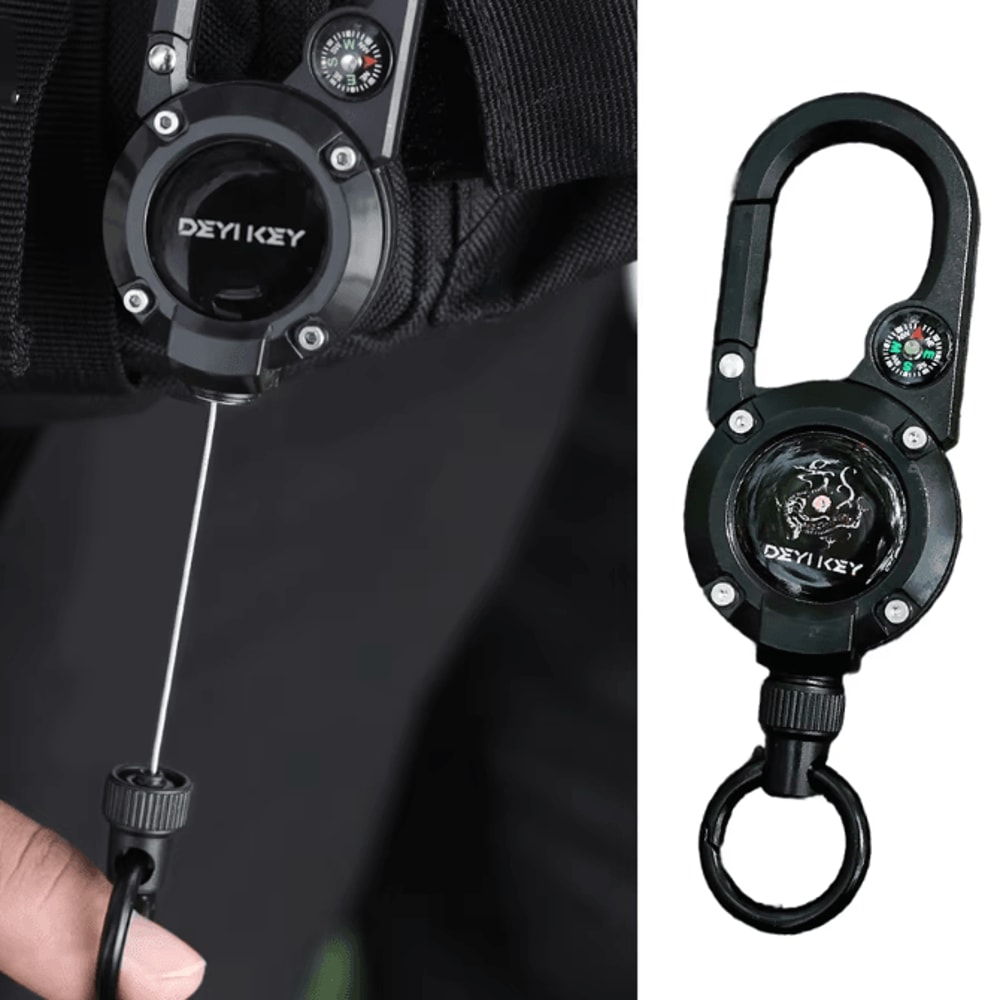 SecureClip Retractable Steel Wire Keychain With Carabiner Reel 2