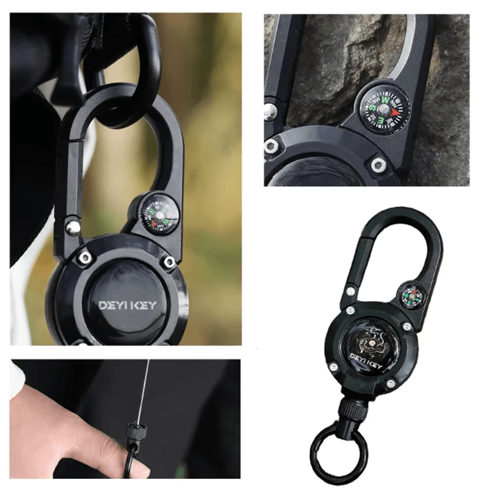 SecureClip Retractable Steel Wire Keychain With Carabiner Reel 3