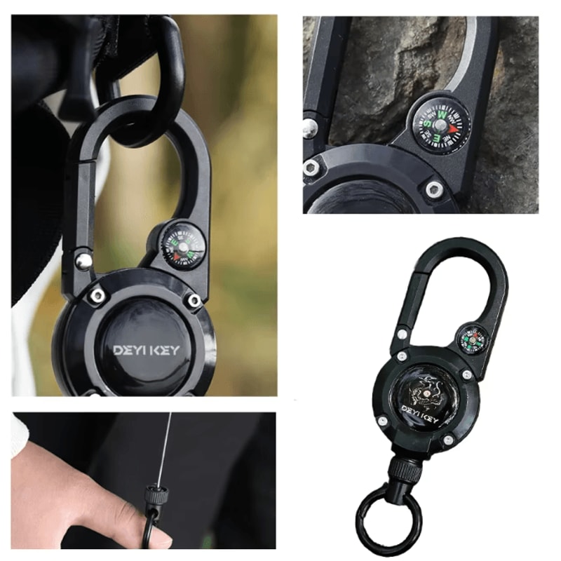 SecureClip Retractable Steel Wire Keychain With Carabiner Reel 3