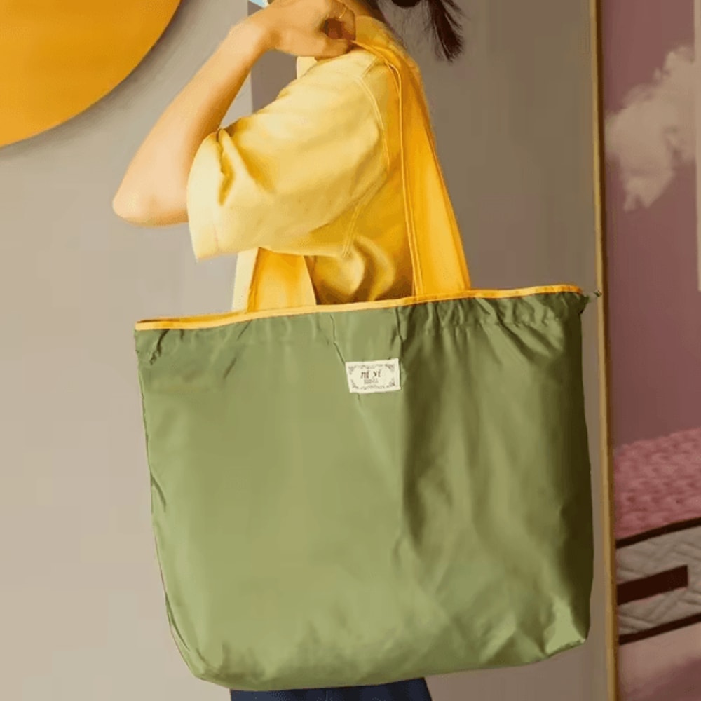 EcoCarry Foldable Reusable Grocery Shoulder Bag With Drawstring Closure 4