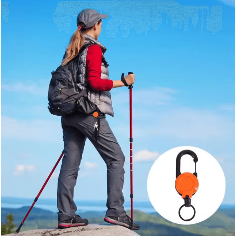 GripLock Retractable Carabiner Keychain With Steel Wire Reel 1