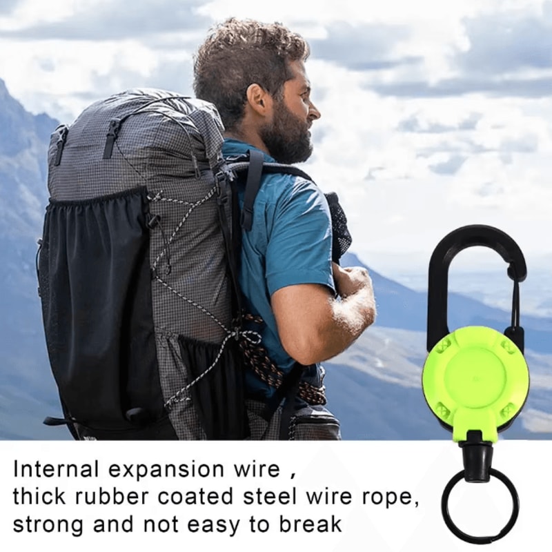 GripLock Retractable Carabiner Keychain With Steel Wire Reel 2