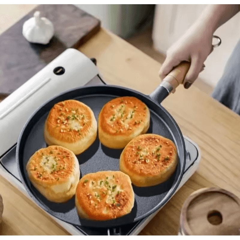 IronPro 26cm Cast Iron Frying Pan PreSeasoned Skillet For Steak Eggs Pancakes Crepes Induction Gas 0