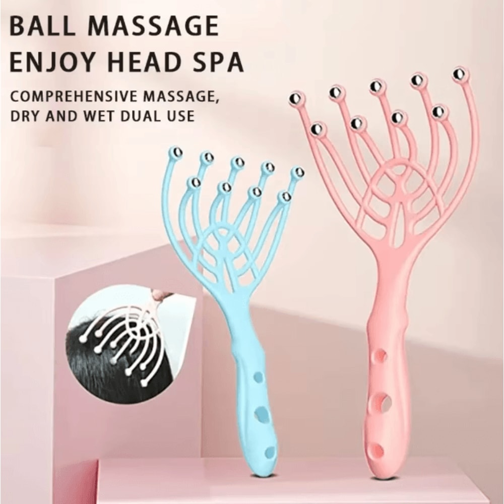 ZenClaw Handheld Scalp Head Massager 5Finger Steel Ball Relaxation Tool For Stress Relief Hair Car 0