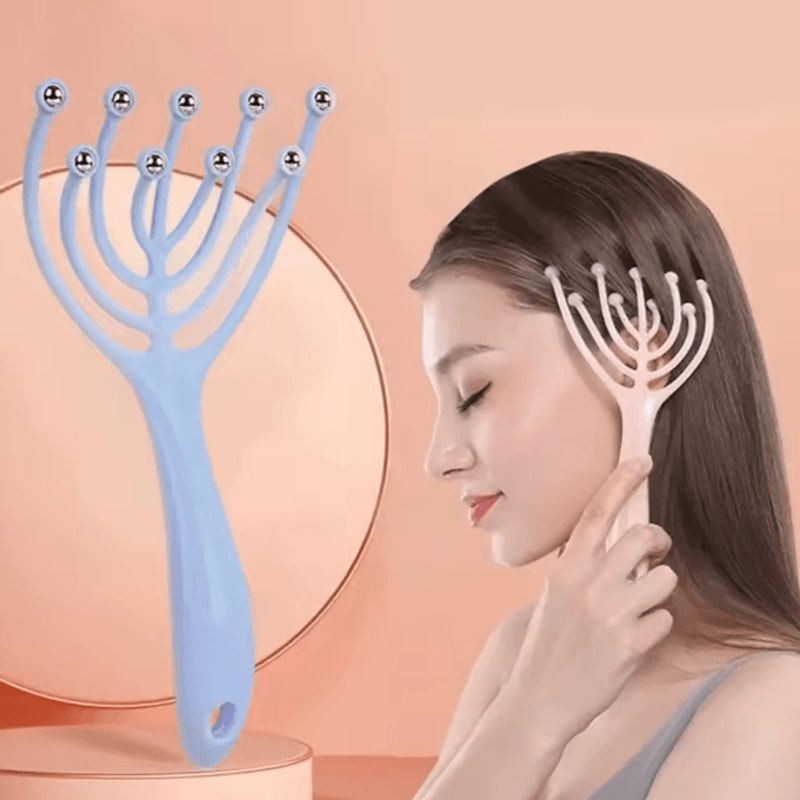 ZenClaw Handheld Scalp Head Massager 5Finger Steel Ball Relaxation Tool For Stress Relief Hair Car 2