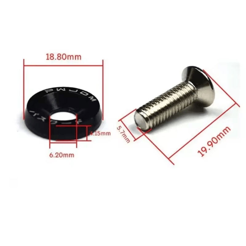 AutoStyle M6 Fender Washer Bolt Kit 10PCS Car Bumper Engine Bay Dress Up Screws License Plate Faste 2