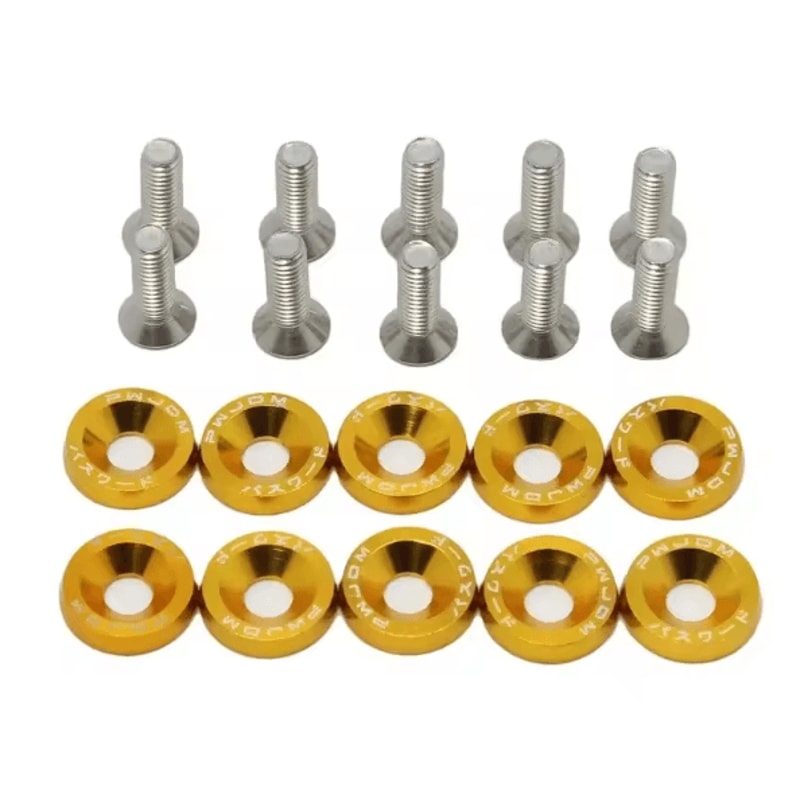 AutoStyle M6 Fender Washer Bolt Kit 10PCS Car Bumper Engine Bay Dress Up Screws License Plate Faste 11