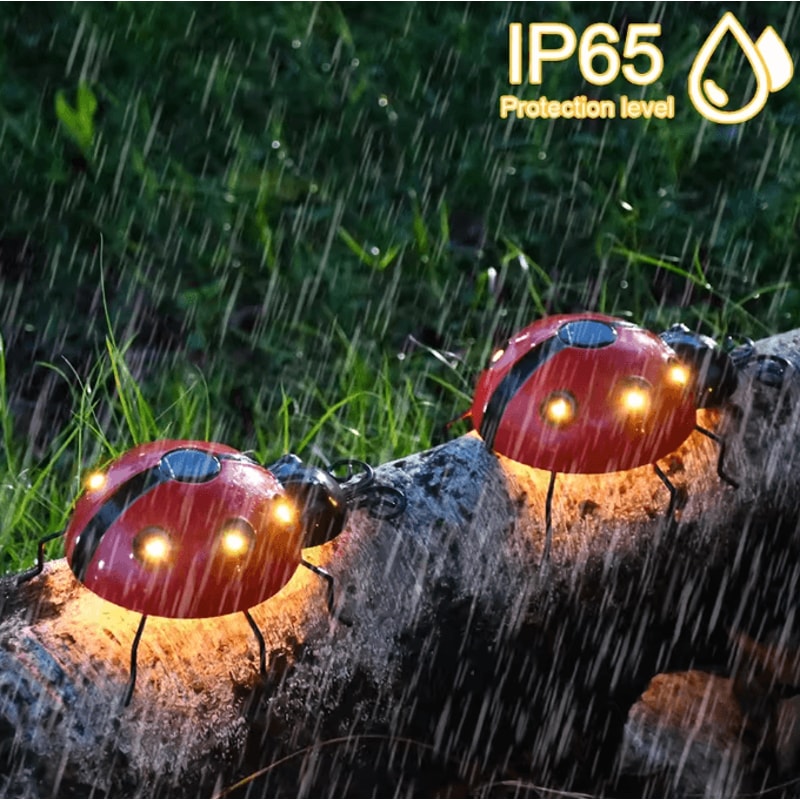 GlowBug Solar Ladybug Hanging Light Waterproof Metal Garden Decor Outdoor LED Porch Backyard Orname 0