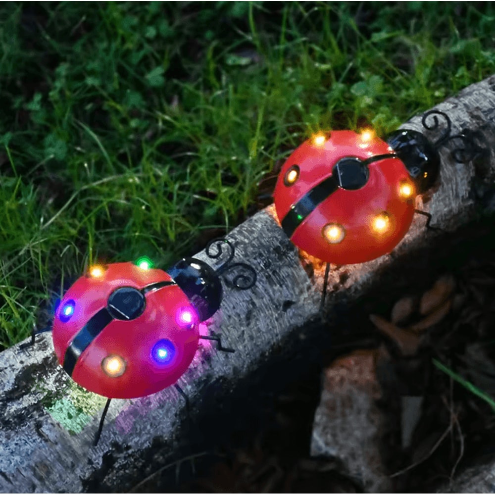GlowBug Solar Ladybug Hanging Light Waterproof Metal Garden Decor Outdoor LED Porch Backyard Orname 1