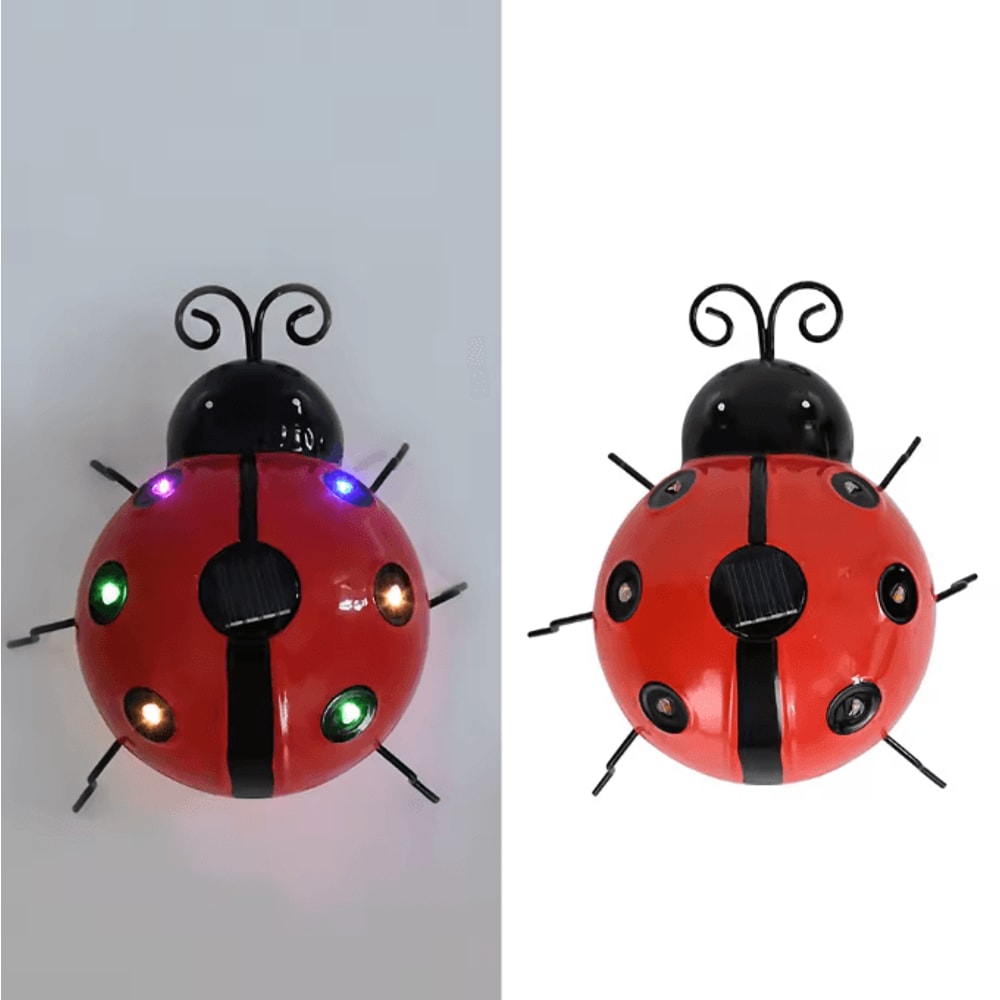 GlowBug Solar Ladybug Hanging Light Waterproof Metal Garden Decor Outdoor LED Porch Backyard Orname 4