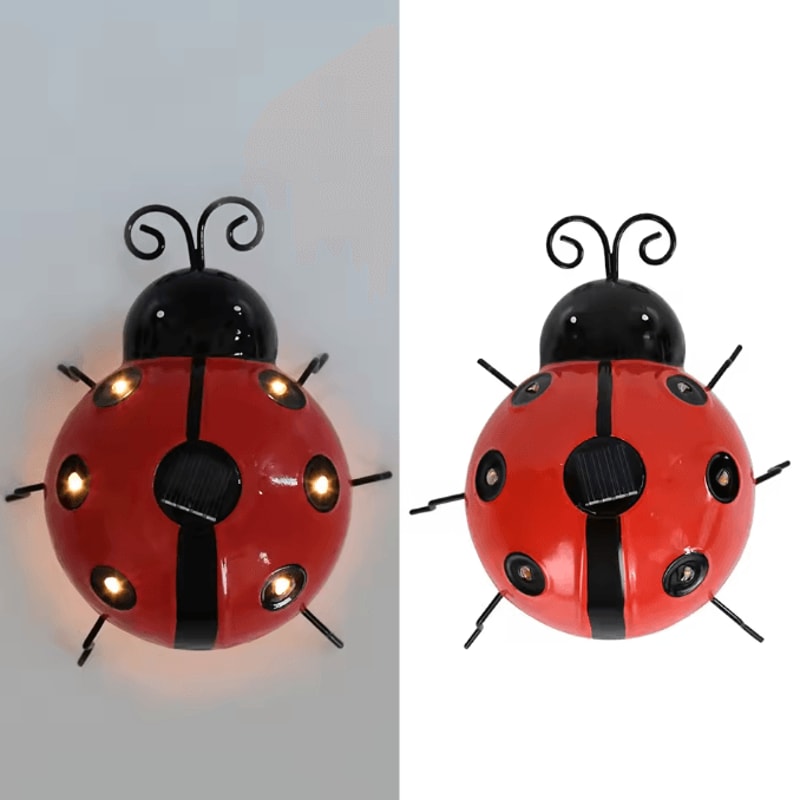 GlowBug Solar Ladybug Hanging Light Waterproof Metal Garden Decor Outdoor LED Porch Backyard Orname 5