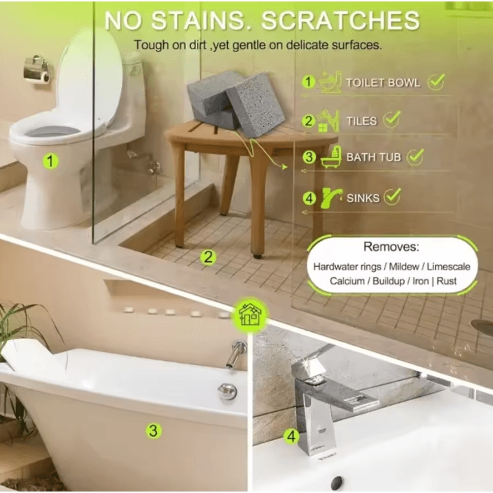 PureClean HeavyDuty Pumice Cleaning Stone For Toilet Grill Pool Kitchen Deep Cleaning Tool 4