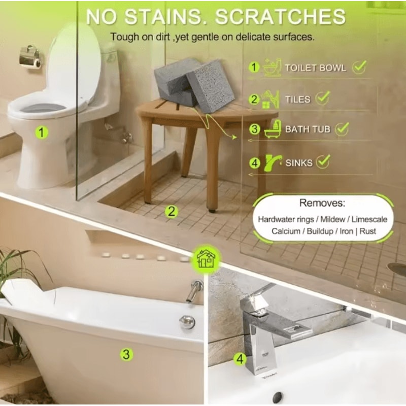 PureClean HeavyDuty Pumice Cleaning Stone For Toilet Grill Pool Kitchen Deep Cleaning Tool 4