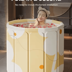 ecosoak foldable portable bathtub thickened pvc spa tub for adults & kids indoor outdoor soaking bath