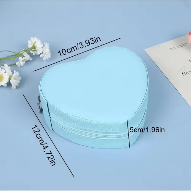 LuxeHeart Portable Travel Jewelry Organizer Box Leather Zipper Case For Rings Necklaces Earrings Cu 3