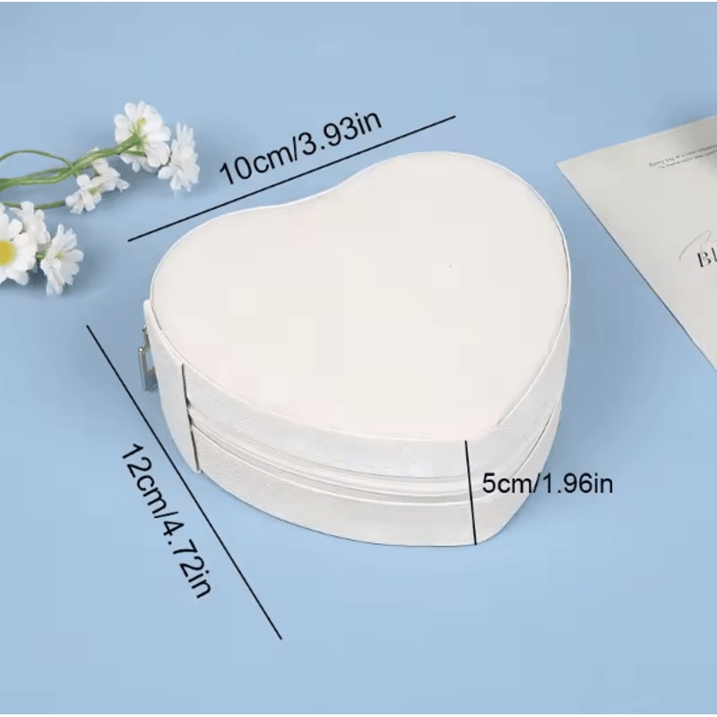 LuxeHeart Portable Travel Jewelry Organizer Box Leather Zipper Case For Rings Necklaces Earrings Cu 4