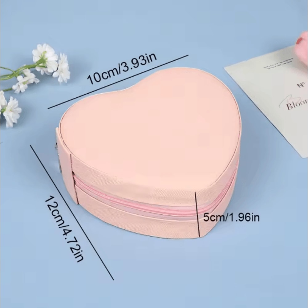 LuxeHeart Portable Travel Jewelry Organizer Box Leather Zipper Case For Rings Necklaces Earrings Cu 6