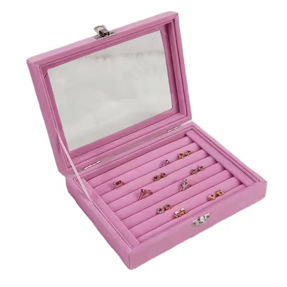 ClearView Transparent Jewelry Organizer Box With Flip Lid MultiCompartment Earring Ring Necklace St 8