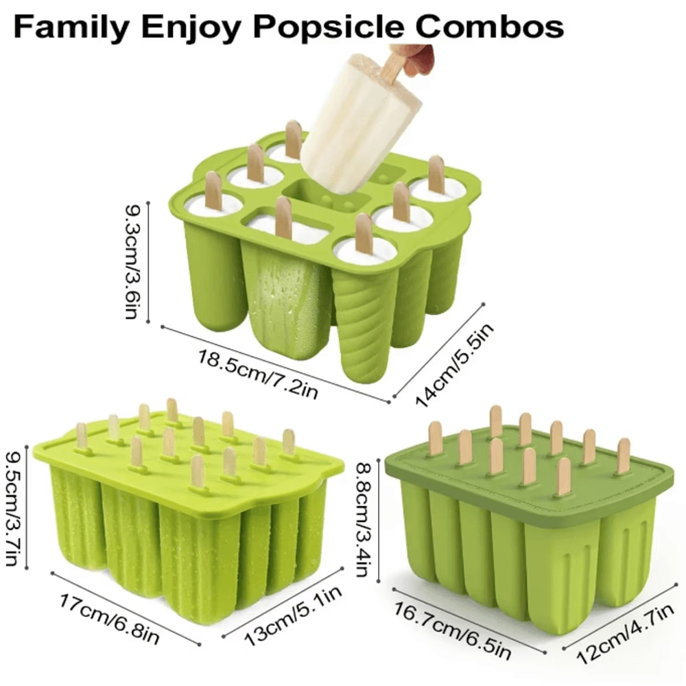 FrostFun 12Cavity Silicone Popsicle Molds Set With 50 Sticks BPAFree Ice Pop Maker For Kids Homema 4
