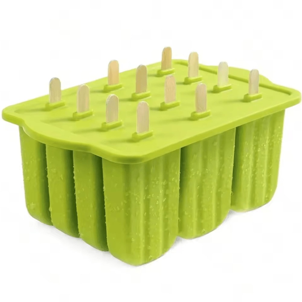 FrostFun 12Cavity Silicone Popsicle Molds Set With 50 Sticks BPAFree Ice Pop Maker For Kids Homema 5