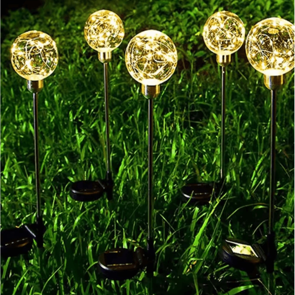 GlowWish LED Solar Garden Light Ball Warm Waterproof Outdoor Decorative Lamp For Lawn Patio Balcony