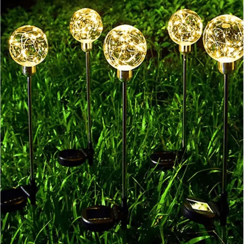 GlowWish LED Solar Garden Light Ball Warm Waterproof Outdoor Decorative Lamp For Lawn Patio Balcony