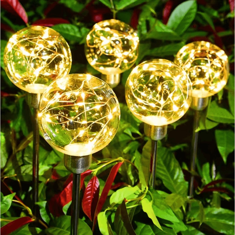 GlowWish LED Solar Garden Light Ball Warm Waterproof Outdoor Decorative Lamp For Lawn Patio Balcony